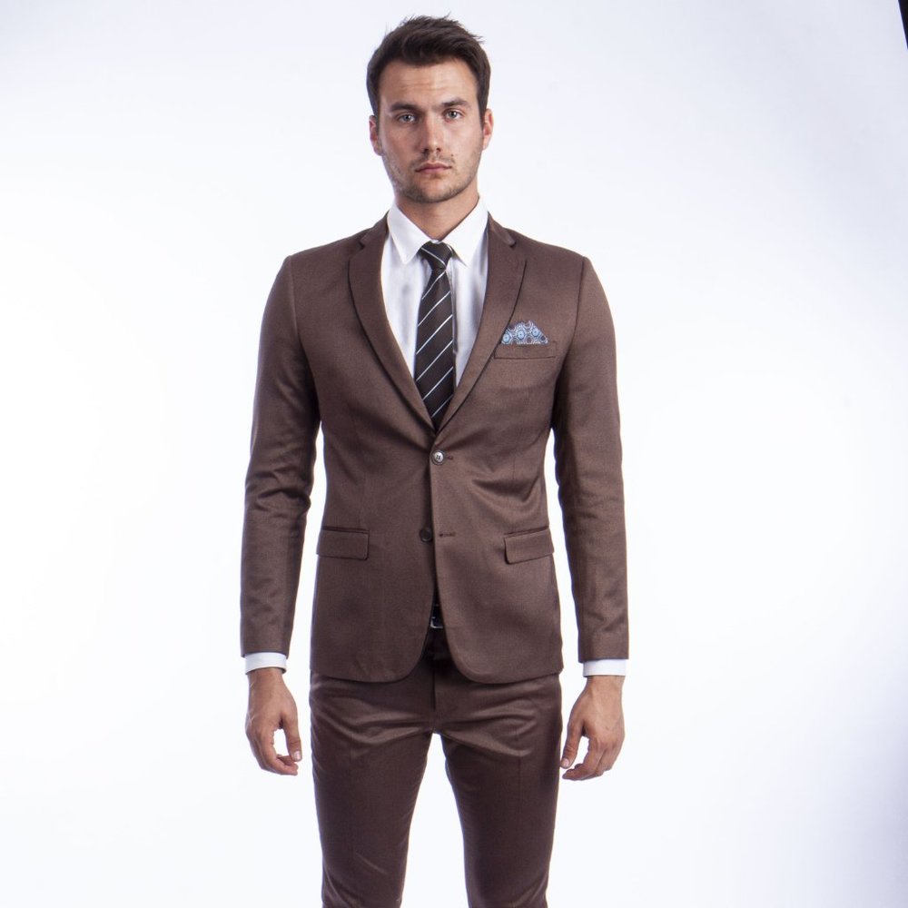 Sean Alexander Skinny Fit 2pc Suit, Brown